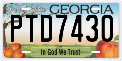 GA license plate PTD7430