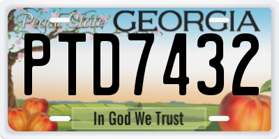 GA license plate PTD7432