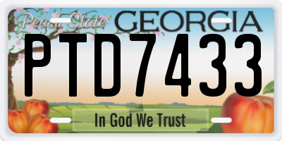 GA license plate PTD7433