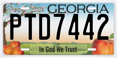 GA license plate PTD7442