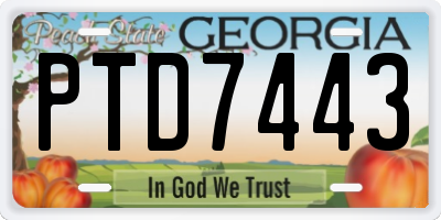 GA license plate PTD7443