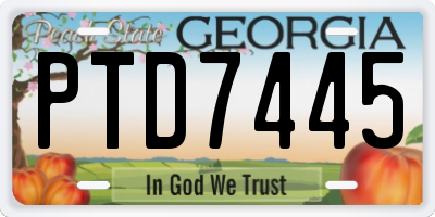 GA license plate PTD7445