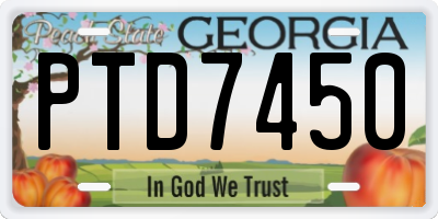 GA license plate PTD7450