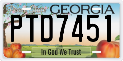 GA license plate PTD7451