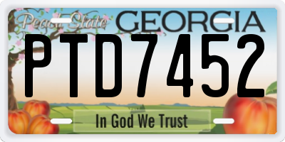 GA license plate PTD7452