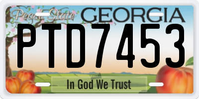 GA license plate PTD7453