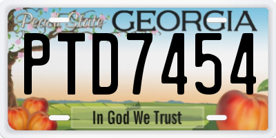 GA license plate PTD7454