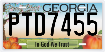 GA license plate PTD7455