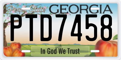 GA license plate PTD7458
