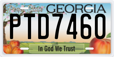 GA license plate PTD7460
