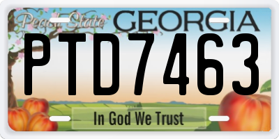 GA license plate PTD7463