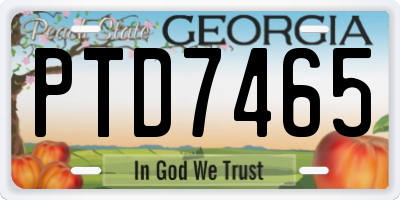 GA license plate PTD7465
