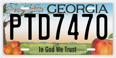 GA license plate PTD7470