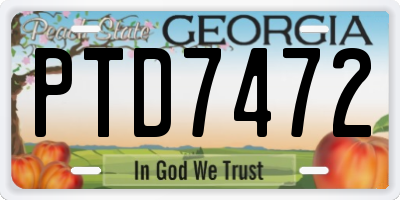 GA license plate PTD7472