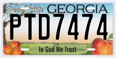 GA license plate PTD7474