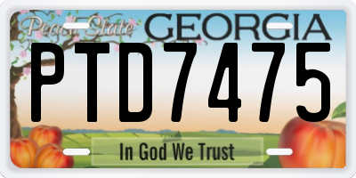 GA license plate PTD7475