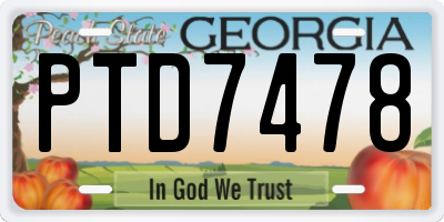 GA license plate PTD7478