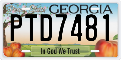 GA license plate PTD7481
