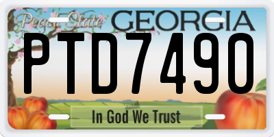 GA license plate PTD7490
