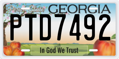 GA license plate PTD7492