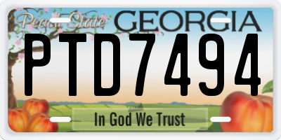 GA license plate PTD7494