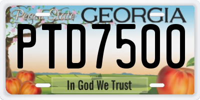 GA license plate PTD7500