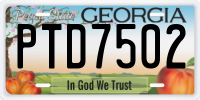 GA license plate PTD7502