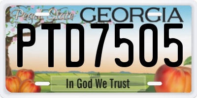 GA license plate PTD7505