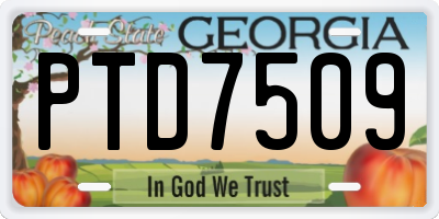 GA license plate PTD7509