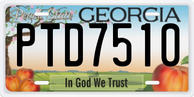 GA license plate PTD7510