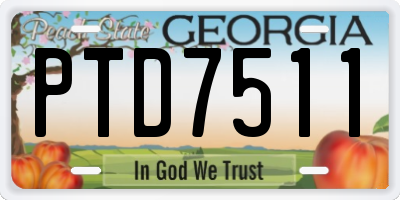 GA license plate PTD7511