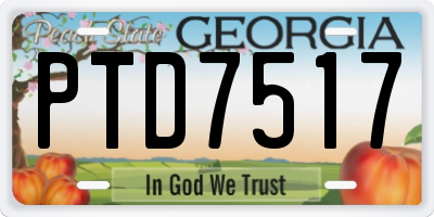 GA license plate PTD7517