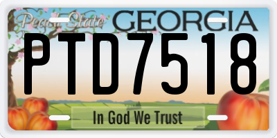 GA license plate PTD7518