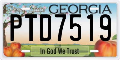 GA license plate PTD7519