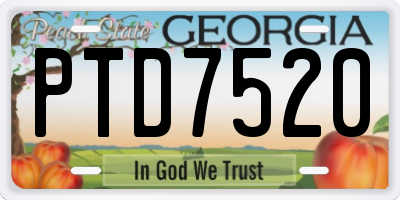 GA license plate PTD7520