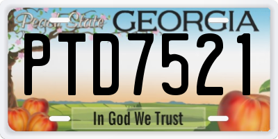 GA license plate PTD7521