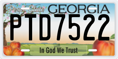 GA license plate PTD7522