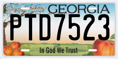 GA license plate PTD7523