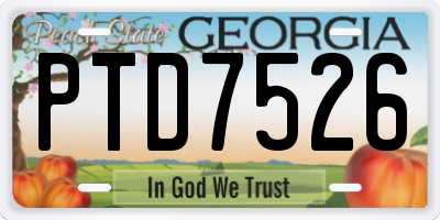 GA license plate PTD7526