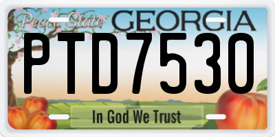 GA license plate PTD7530