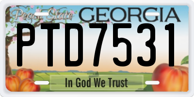 GA license plate PTD7531