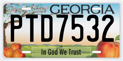 GA license plate PTD7532
