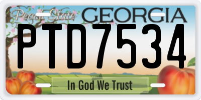 GA license plate PTD7534