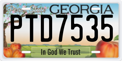 GA license plate PTD7535