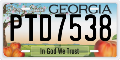 GA license plate PTD7538