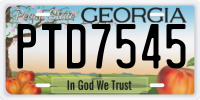 GA license plate PTD7545