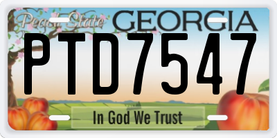 GA license plate PTD7547