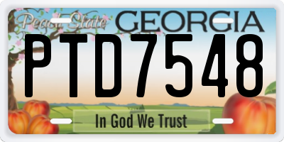 GA license plate PTD7548