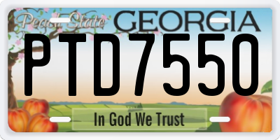 GA license plate PTD7550