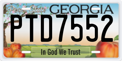 GA license plate PTD7552